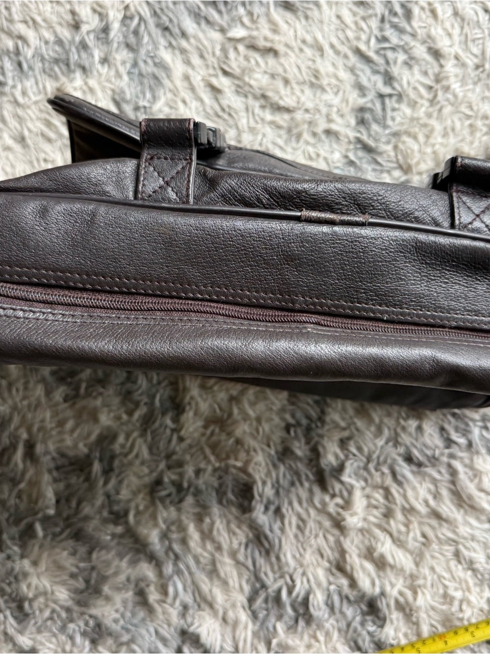 Leather Messenger Bag with padded, adjustable strap. Gender neutral. - Picture 11 of 16